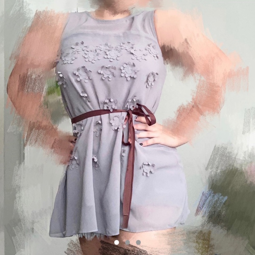 Floral Gray Cute Swing Dress
